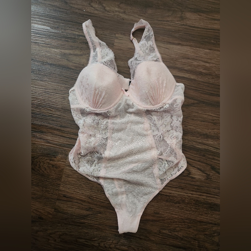 Venus Pink Lace Bodysuit Lingerie